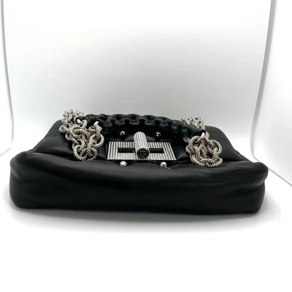 Tom Ford Black Leather Purse Studded Sequin Chain Link Shoulder Bag - Picture 5 of 16